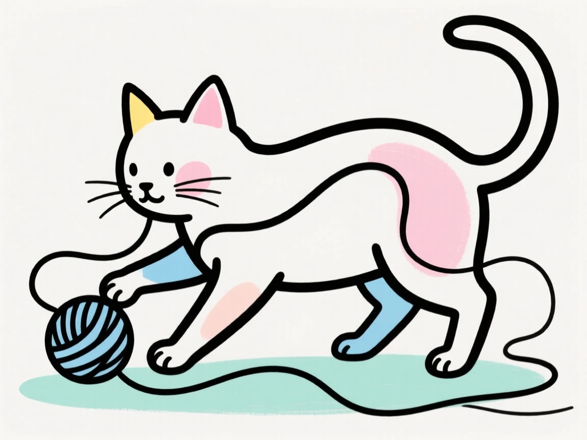 A kitten playing with yarn