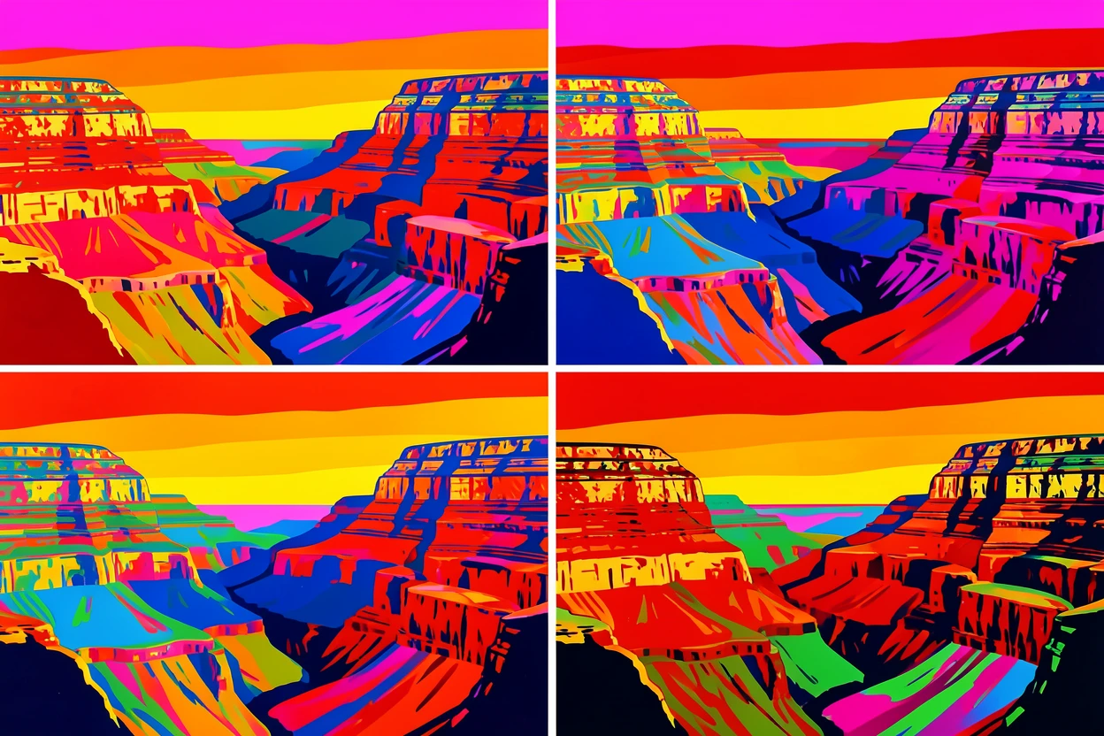 Grand Canyon at sunset with layered rock colors