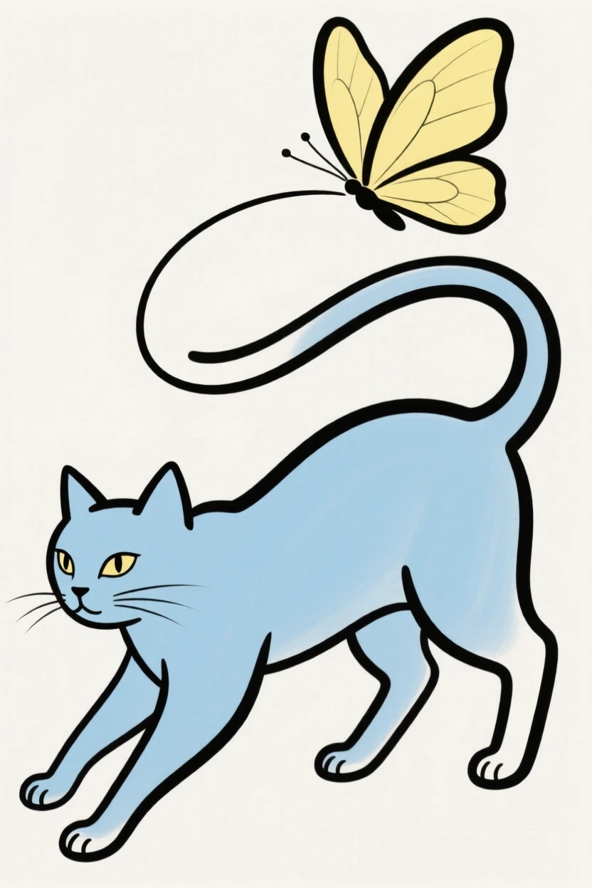 A cat stalking a butterfly