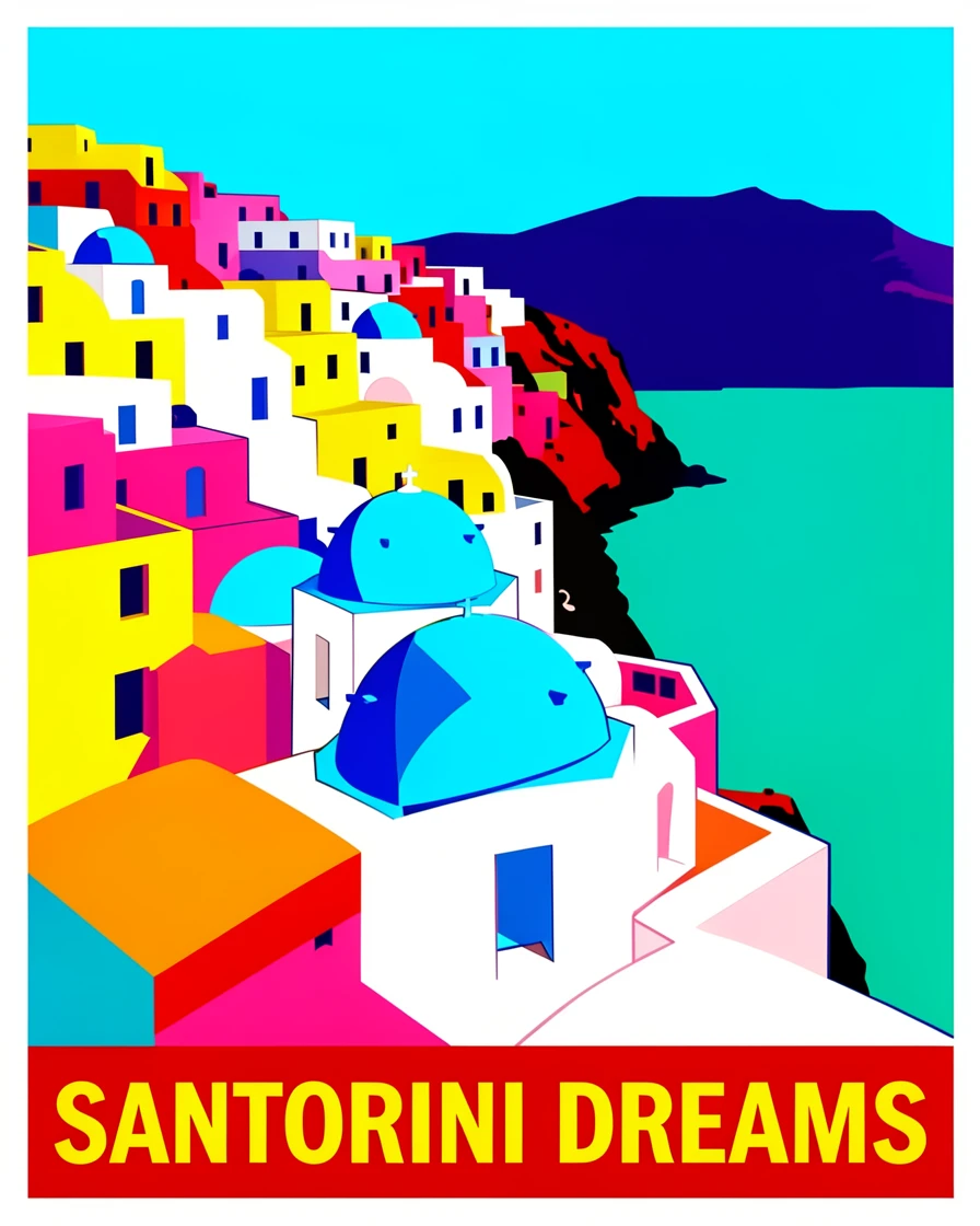Santorini's white and blue buildings overlooking the sea