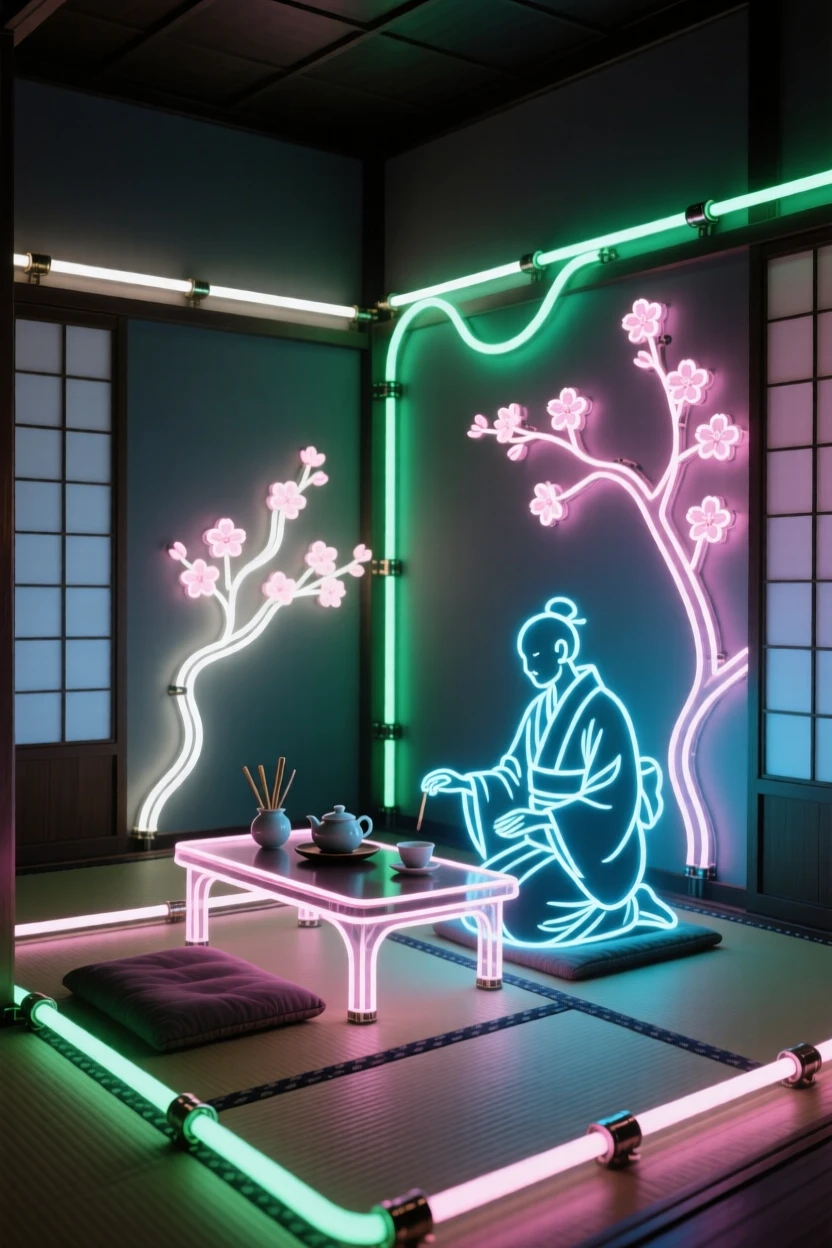 A traditional tea ceremony being performed in a quiet tatami room.