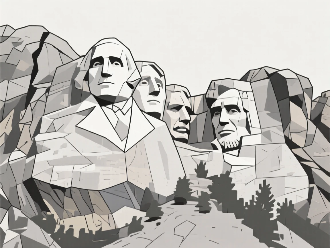 Mount Rushmore carved into a granite cliffside