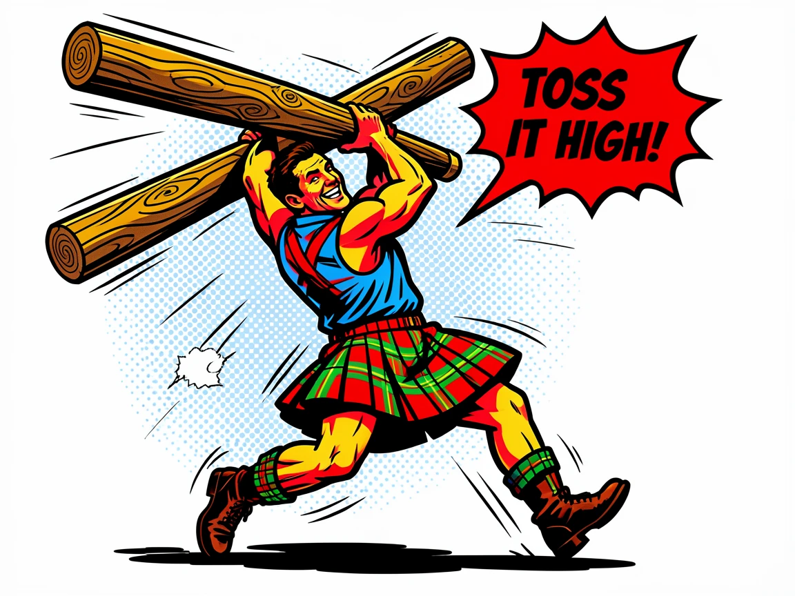A Scottish Highland games competitor tossing a caber