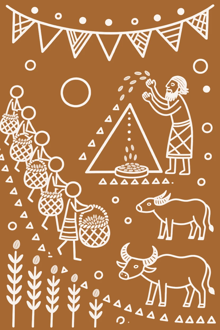 A harvest festival celebrated as farmers bring the first grains of the harvest to be blessed.