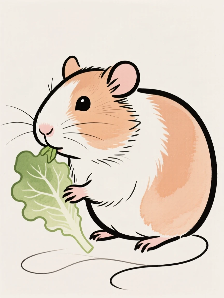 A guinea pig nibbling lettuce