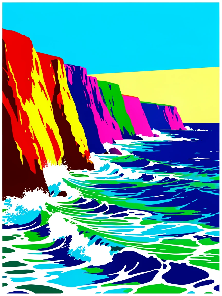 Coastal cliffs with crashing ocean waves