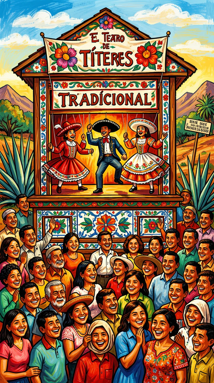 A traditional puppet show performed for a delighted crowd