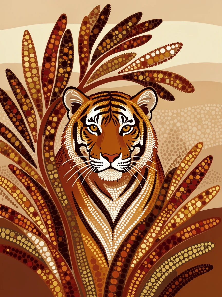 A curious tiger peeking from behind a bush