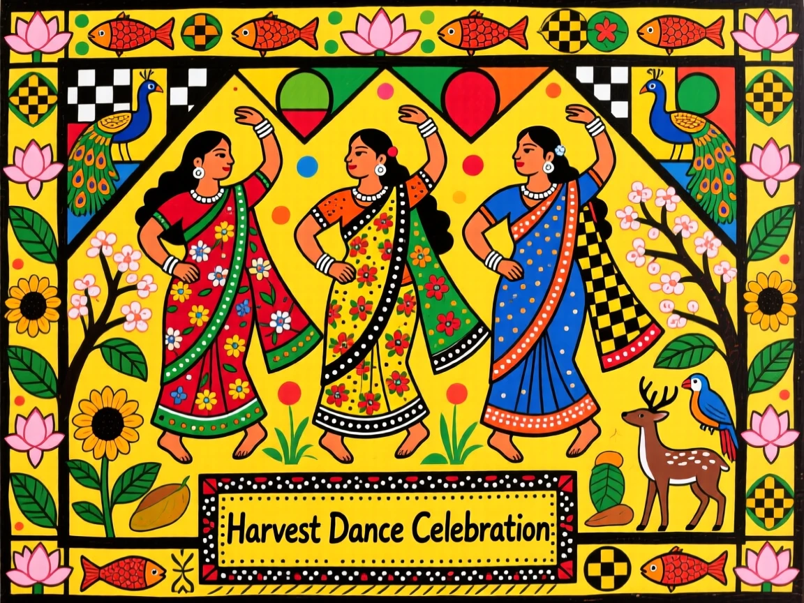 Women performing a traditional dance during a harvest celebration.