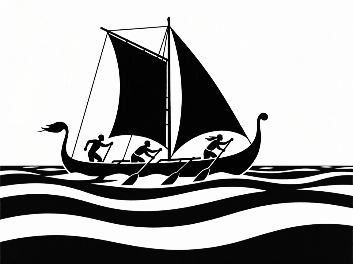 Polynesian voyagers navigating the open ocean by canoe.