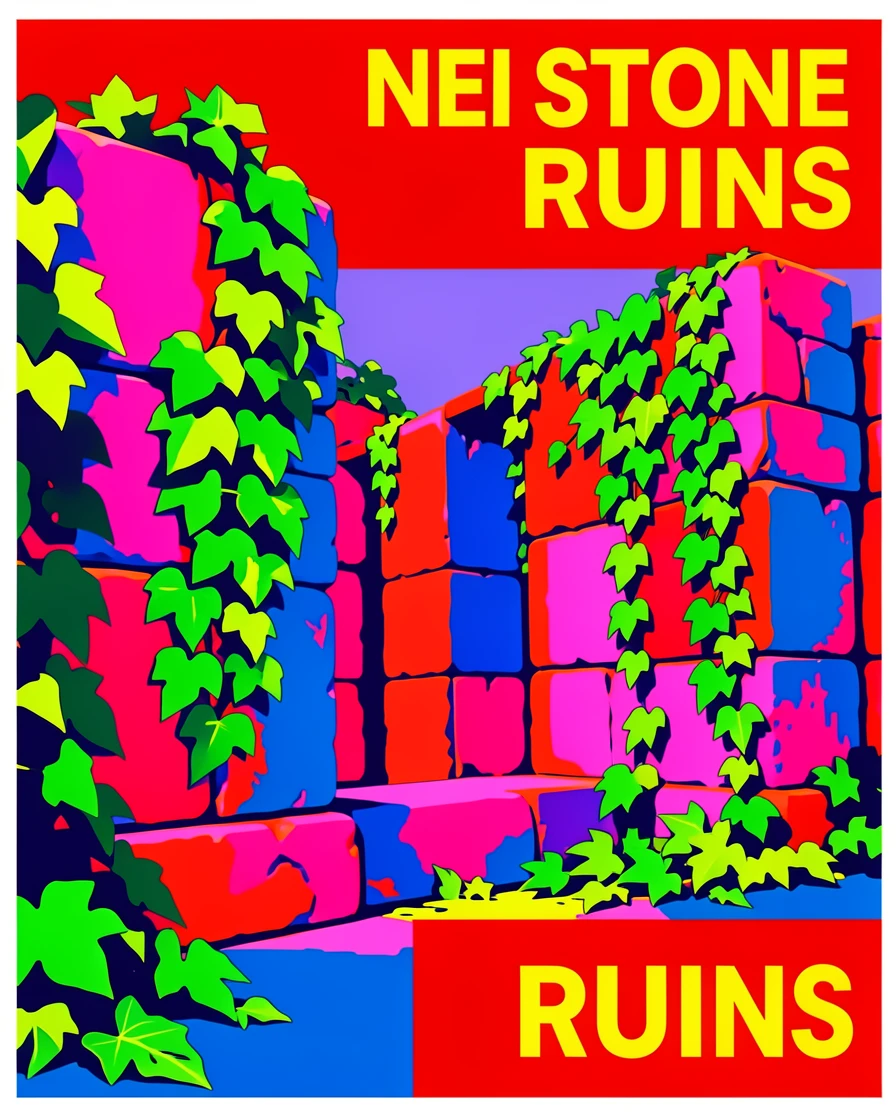 Ancient stone ruins covered in ivy