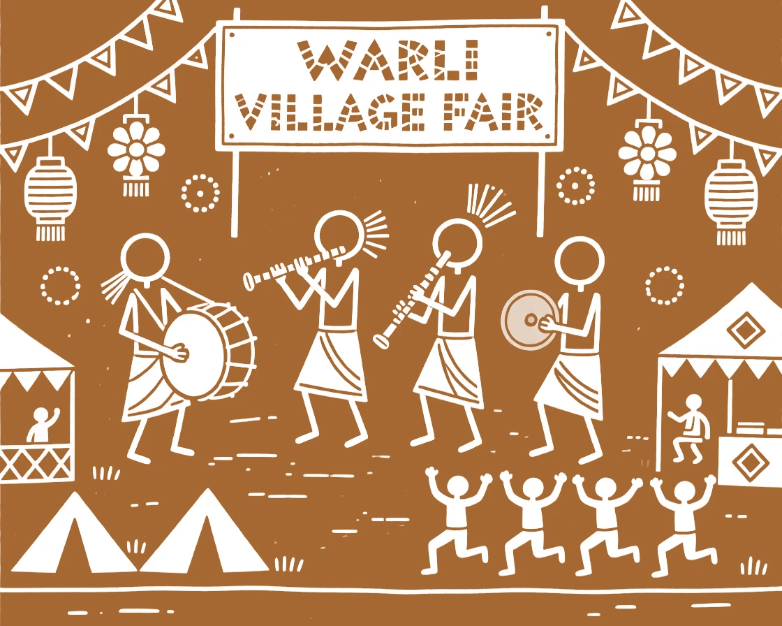 A village fair celebrated as musicians play traditional instruments together.