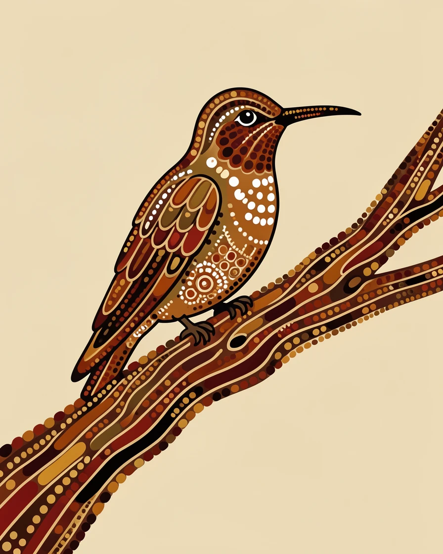A hummingbird perched on a weathered branch