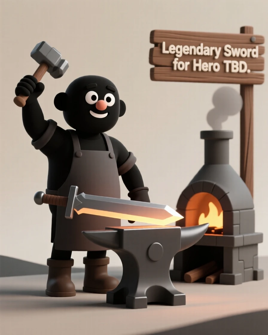 A brave village blacksmith forges a legendary sword said to be destined for a hero not yet born.