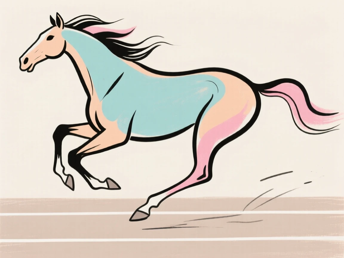 A racehorse thundering down a track