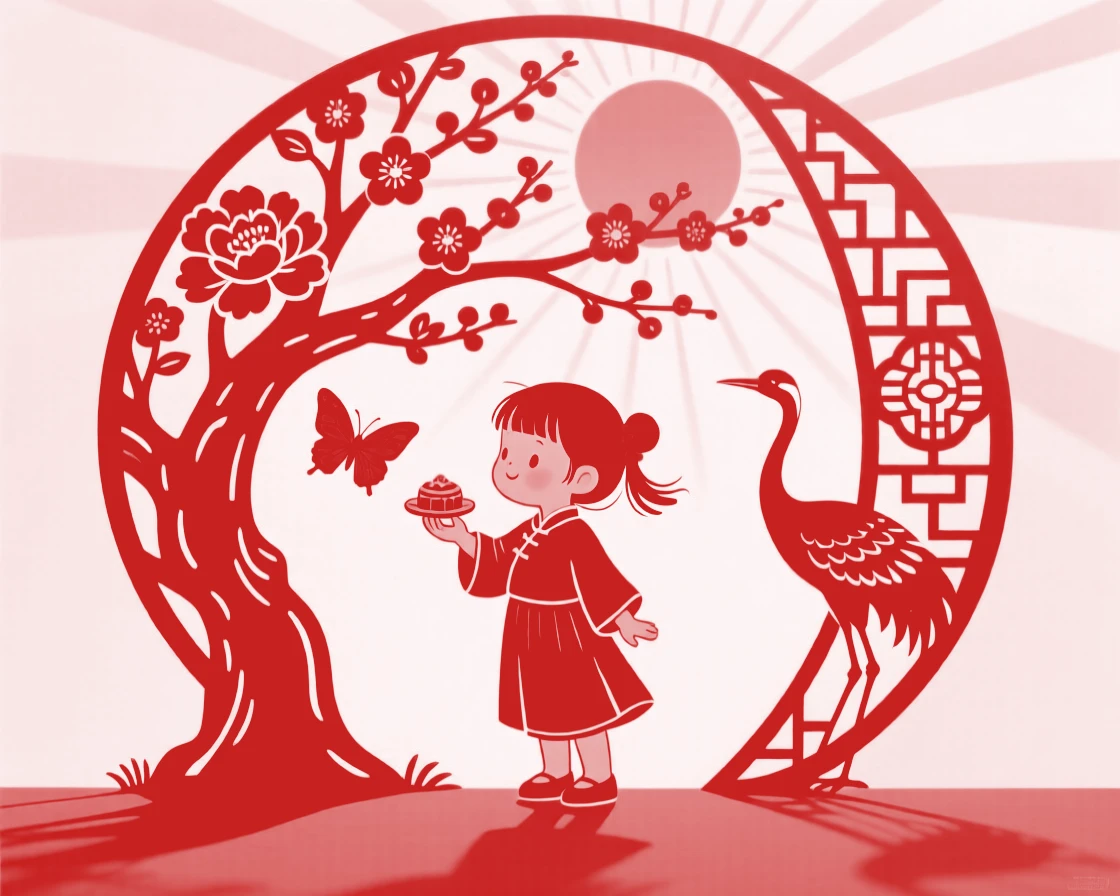 A curious little girl, sharing a treat beneath a blossoming tree, a warm afternoon sun casting long gentle shadows.