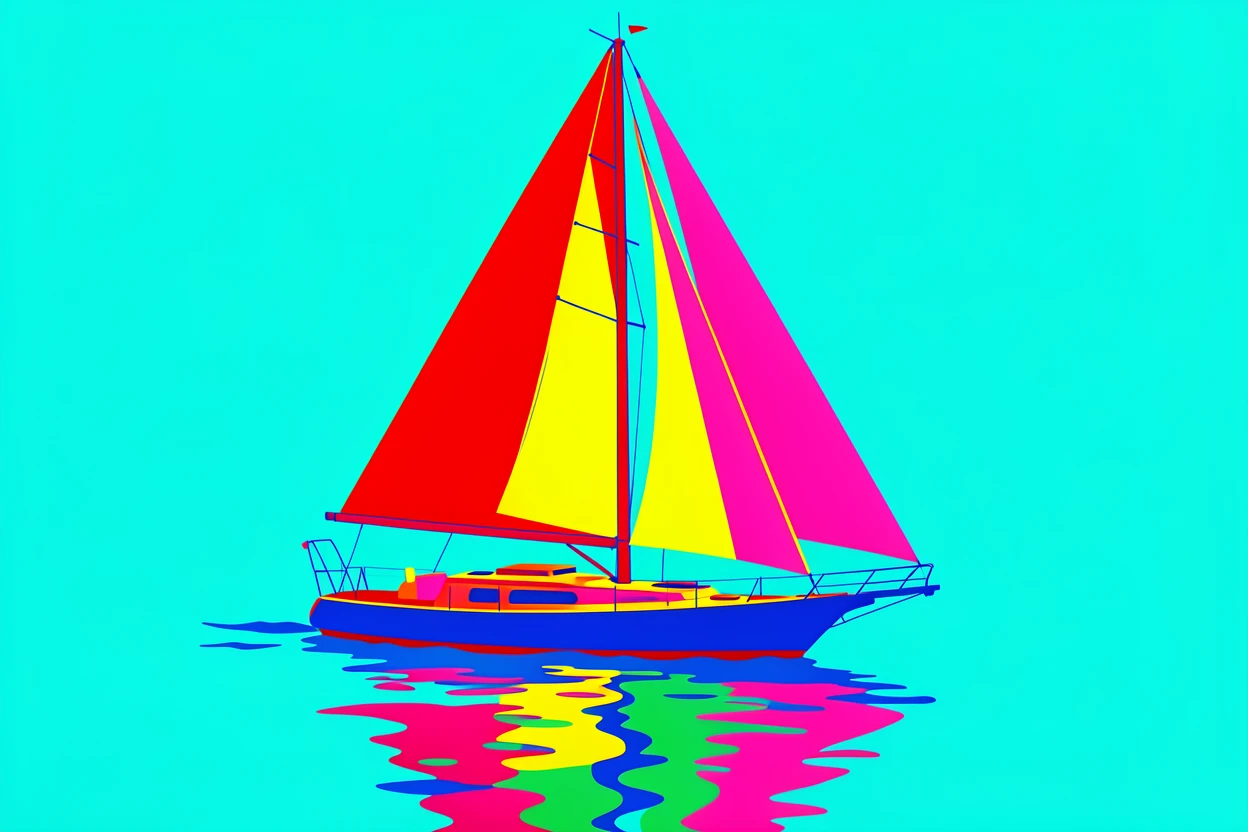 Sailboat drifting on a calm turquoise sea