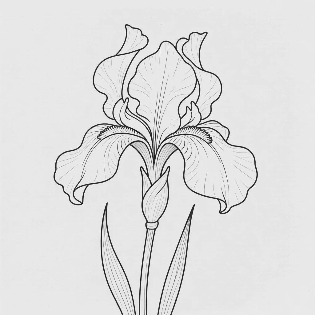 A single iris flower with elegant curved petals