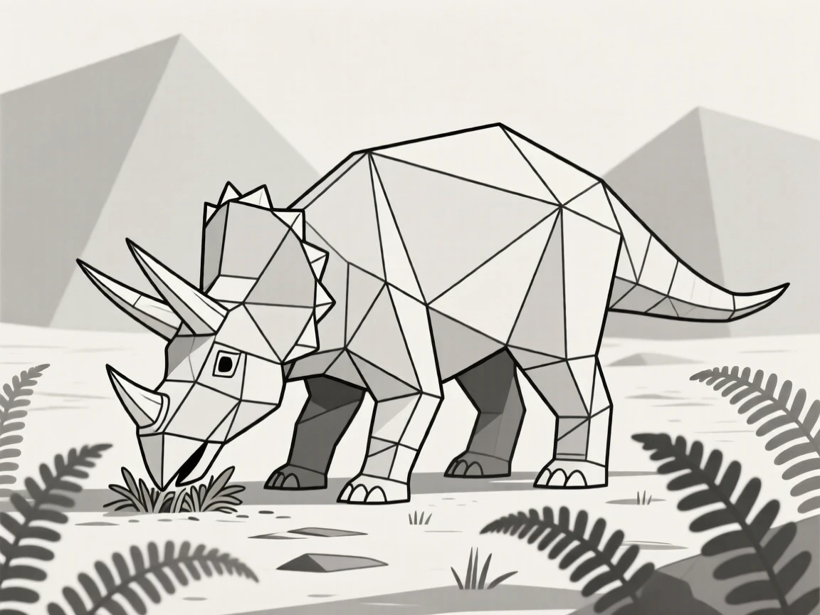 A Triceratops grazing among ancient ferns