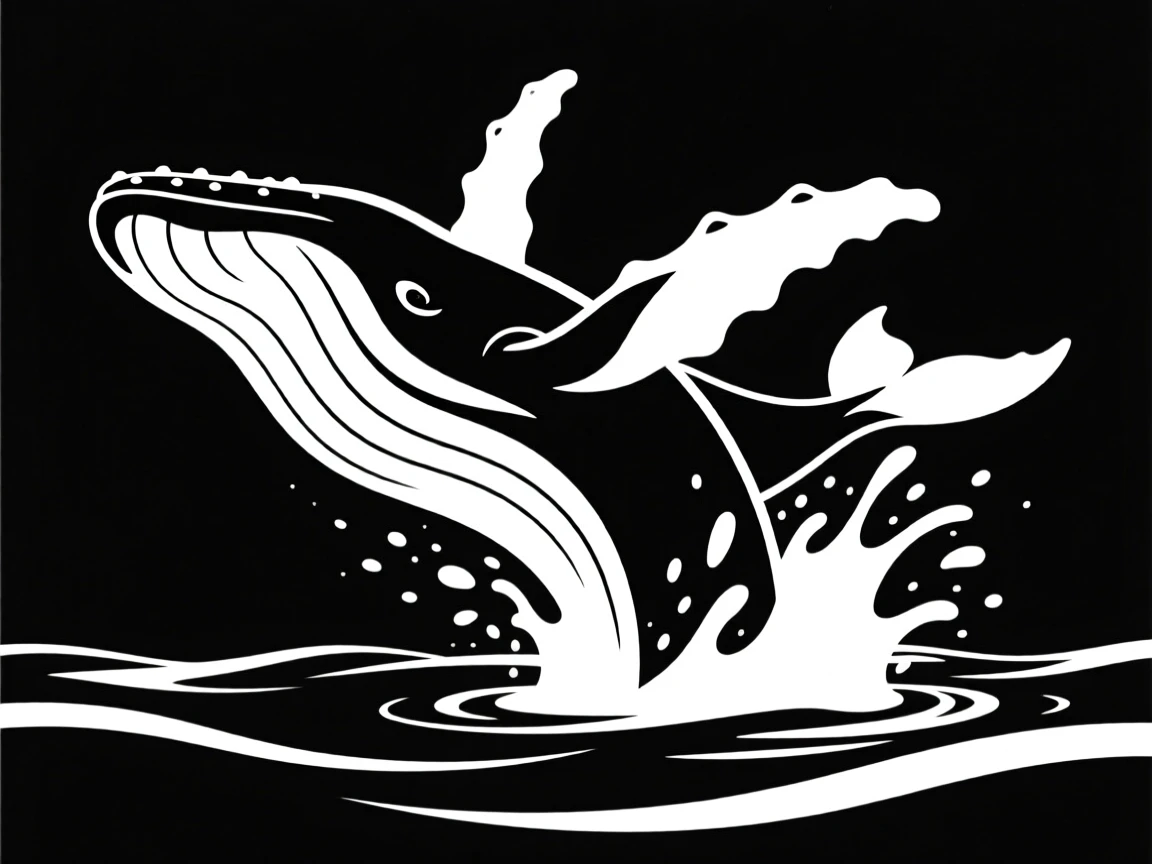 A humpback whale breaching in the deep blue sea.