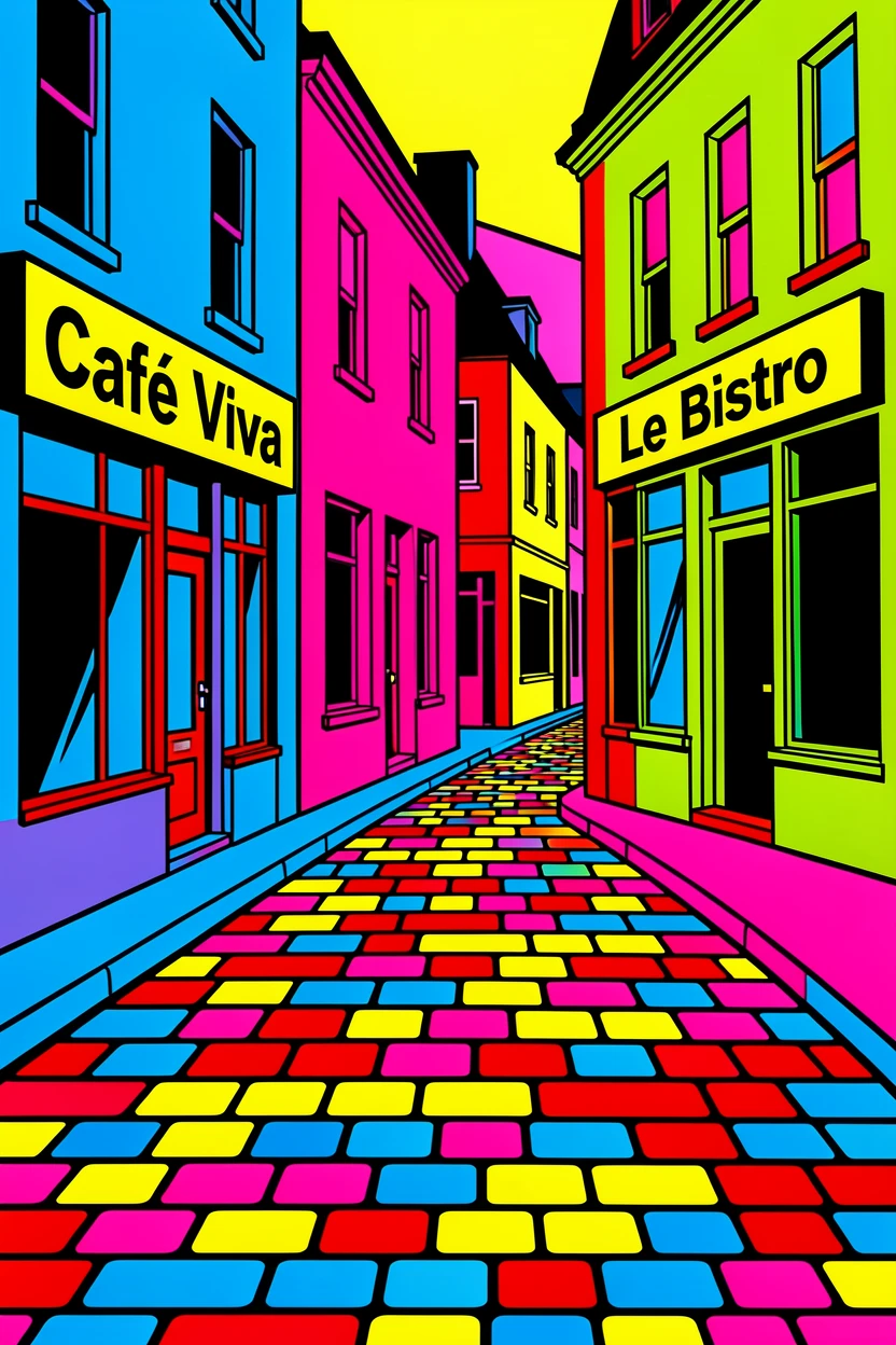 Cobblestone street lined with cafes