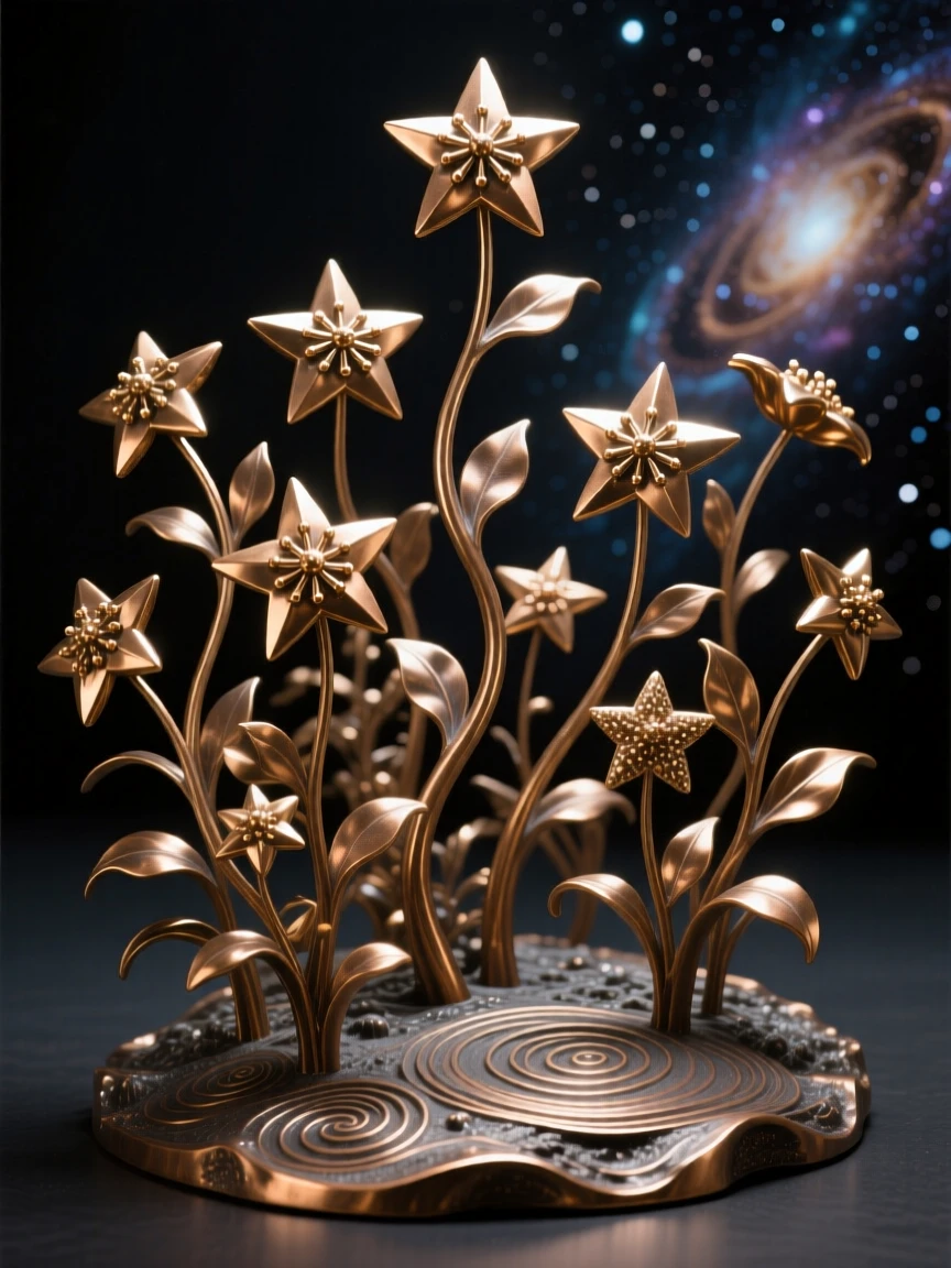 A celestial garden where every flower is a tiny star, capturing a powerful sense of mystery and magic, transporting the viewer to another world