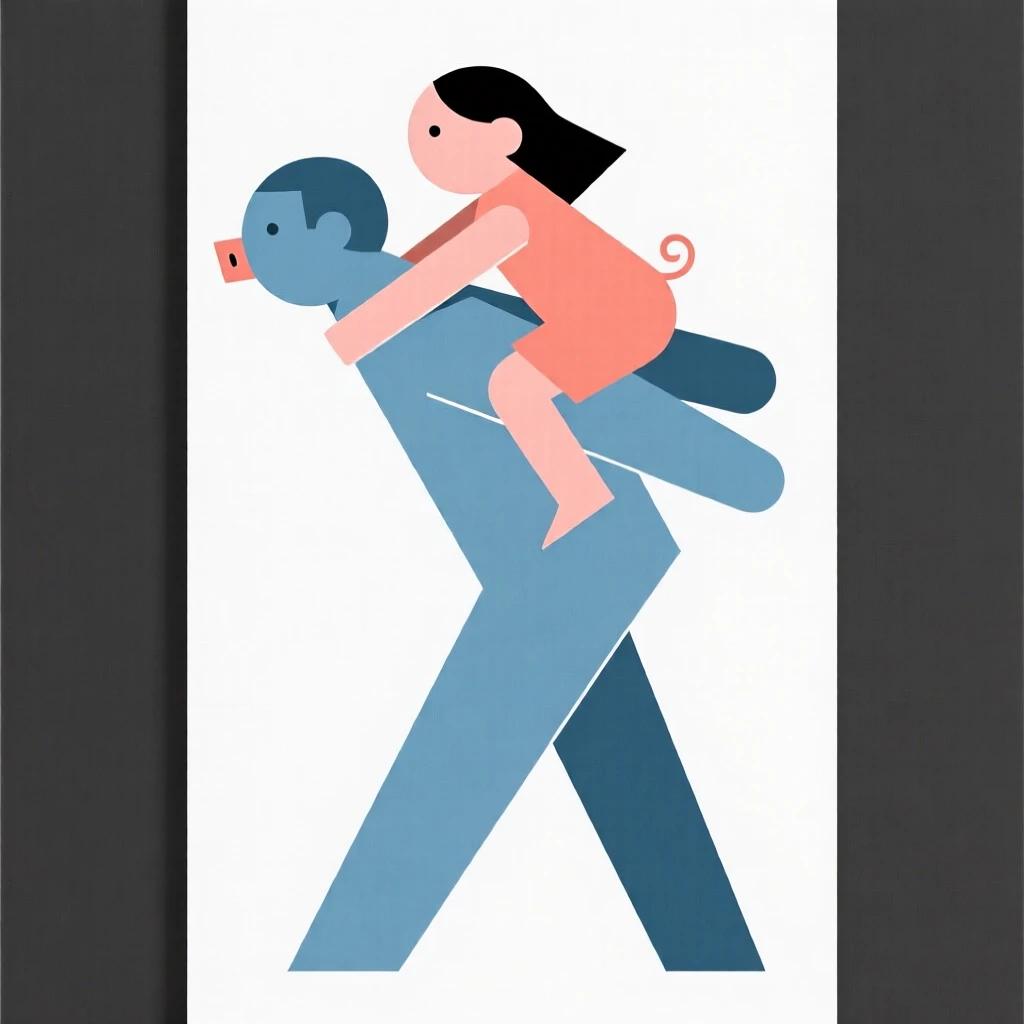 A father giving his daughter a piggyback ride