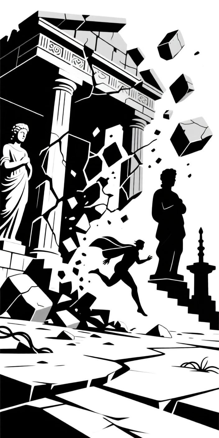 A daring escape from a collapsing ancient temple.