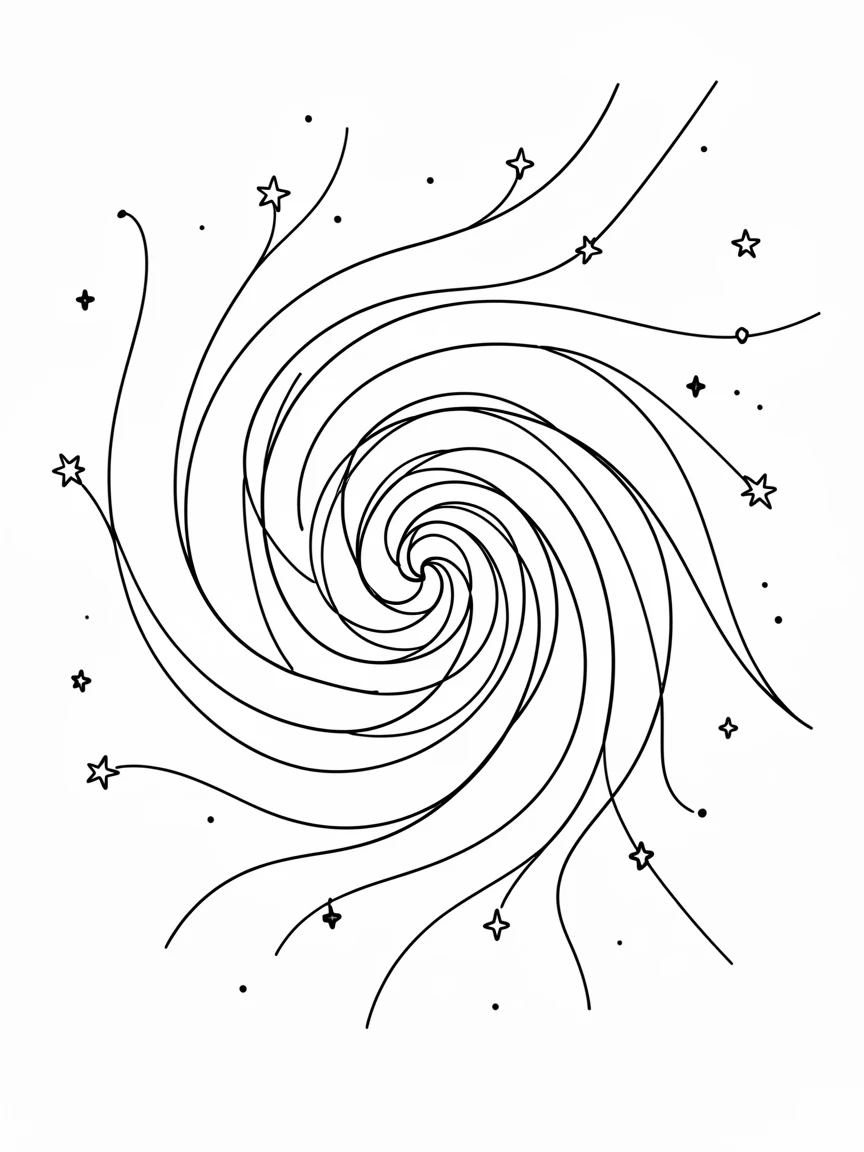A star field converging toward the swirling center of the Milky Way