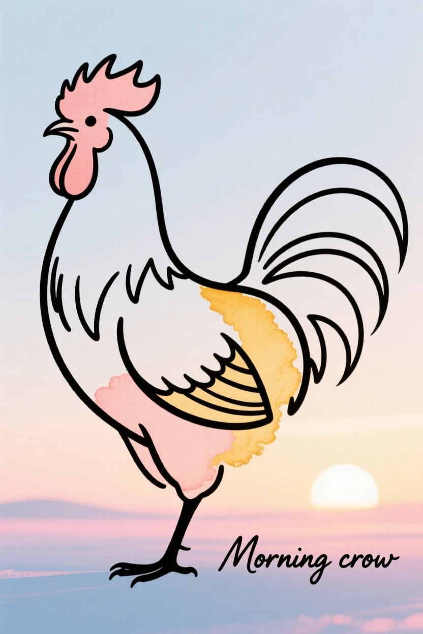 A rooster silhouette at dawn