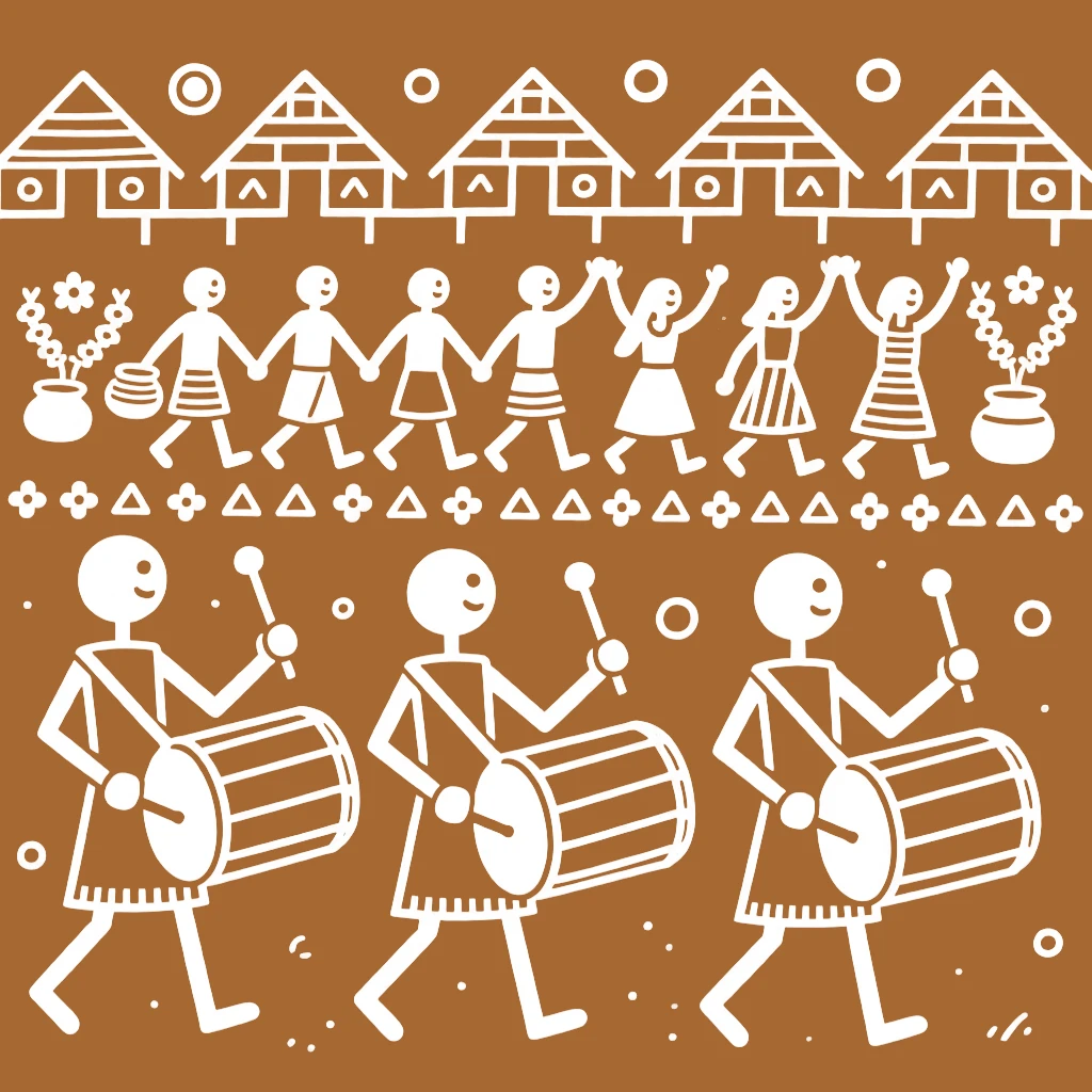 A wedding ceremony celebrated with drummers leading a joyful procession.