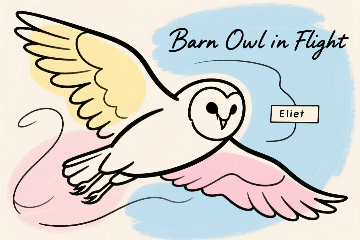 A barn owl in flight