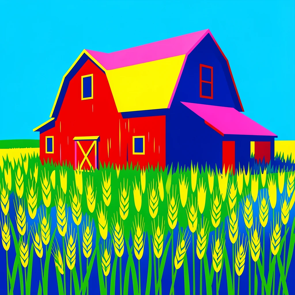 Rustic barn in a countryside wheat field