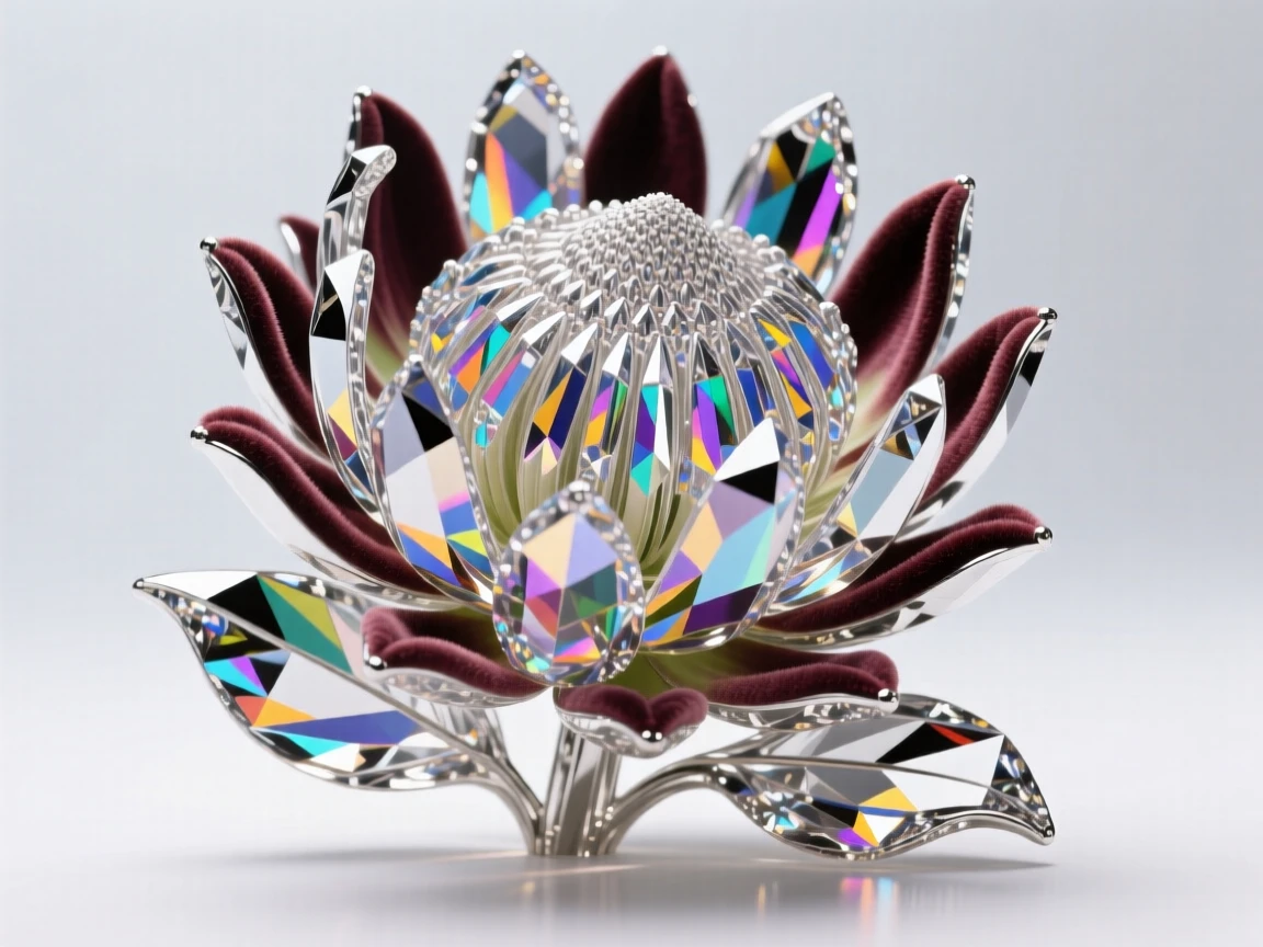 A single protea flower with velvet-textured petals against a dark background.