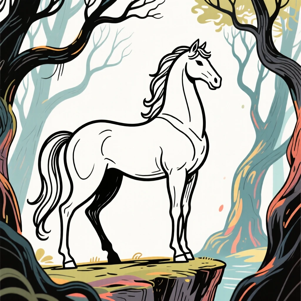 A centaur standing guard at the edge of an ancient enchanted forest.