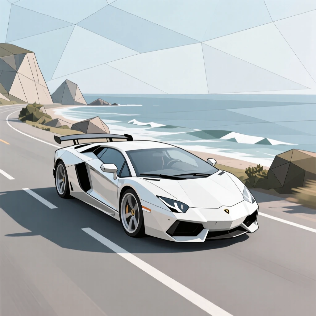 A sleek sports car speeding along a coastal highway