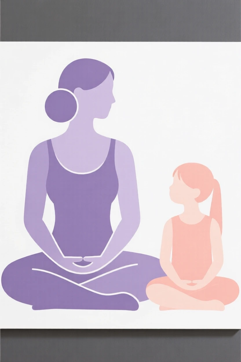 A mother and daughter doing yoga together