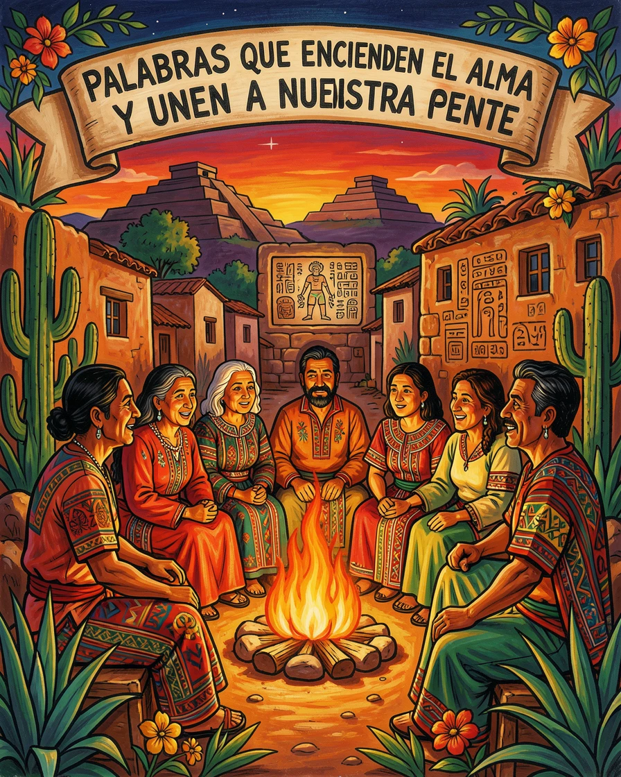 A traditional storytelling gathering held around an evening fire