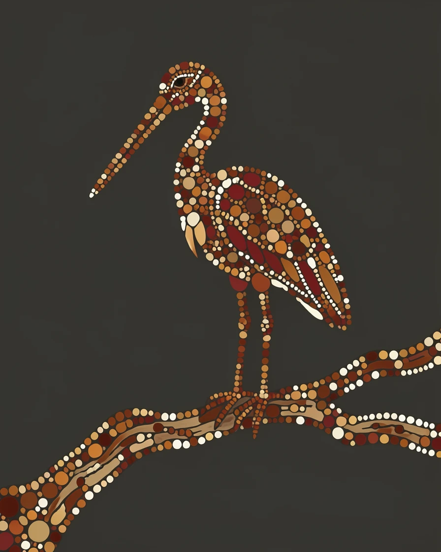 A ibis perched on a weathered branch