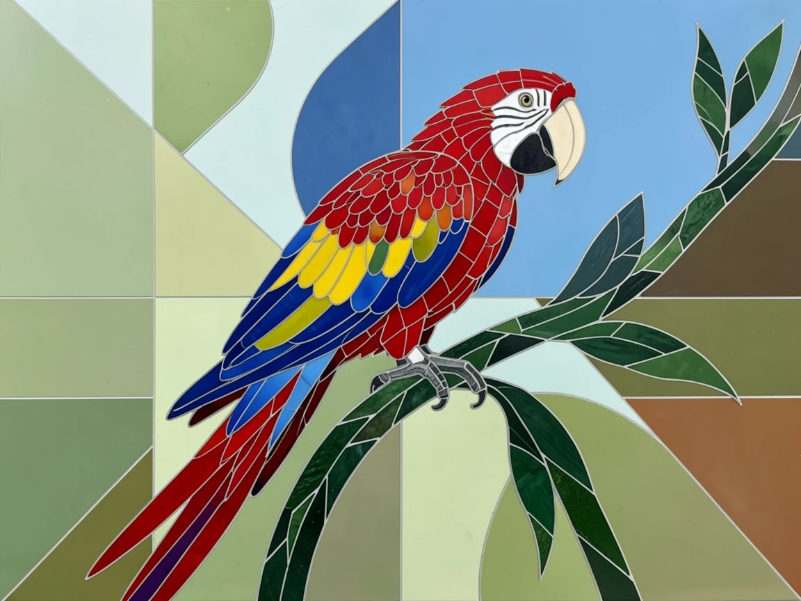 A scarlet macaw perched on a jungle vine, captured in soft natural light with a shallow depth of field.