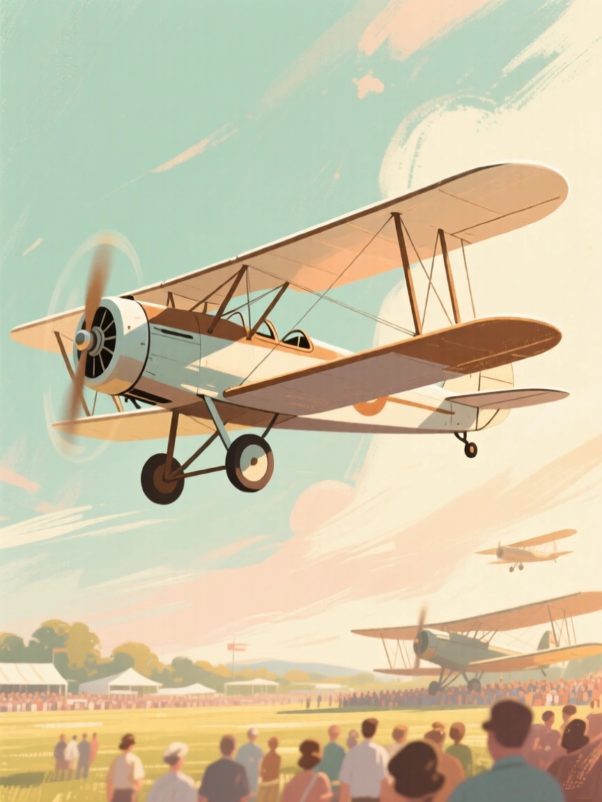 A biplane performing a graceful loop above a summer air show