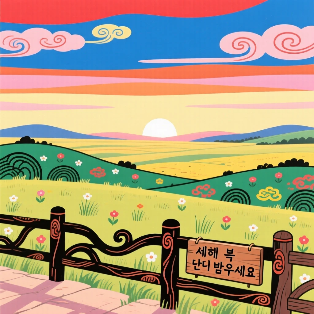 A wide open plain beneath a vast sky seen from a quiet overlook, in the first light of a new year.