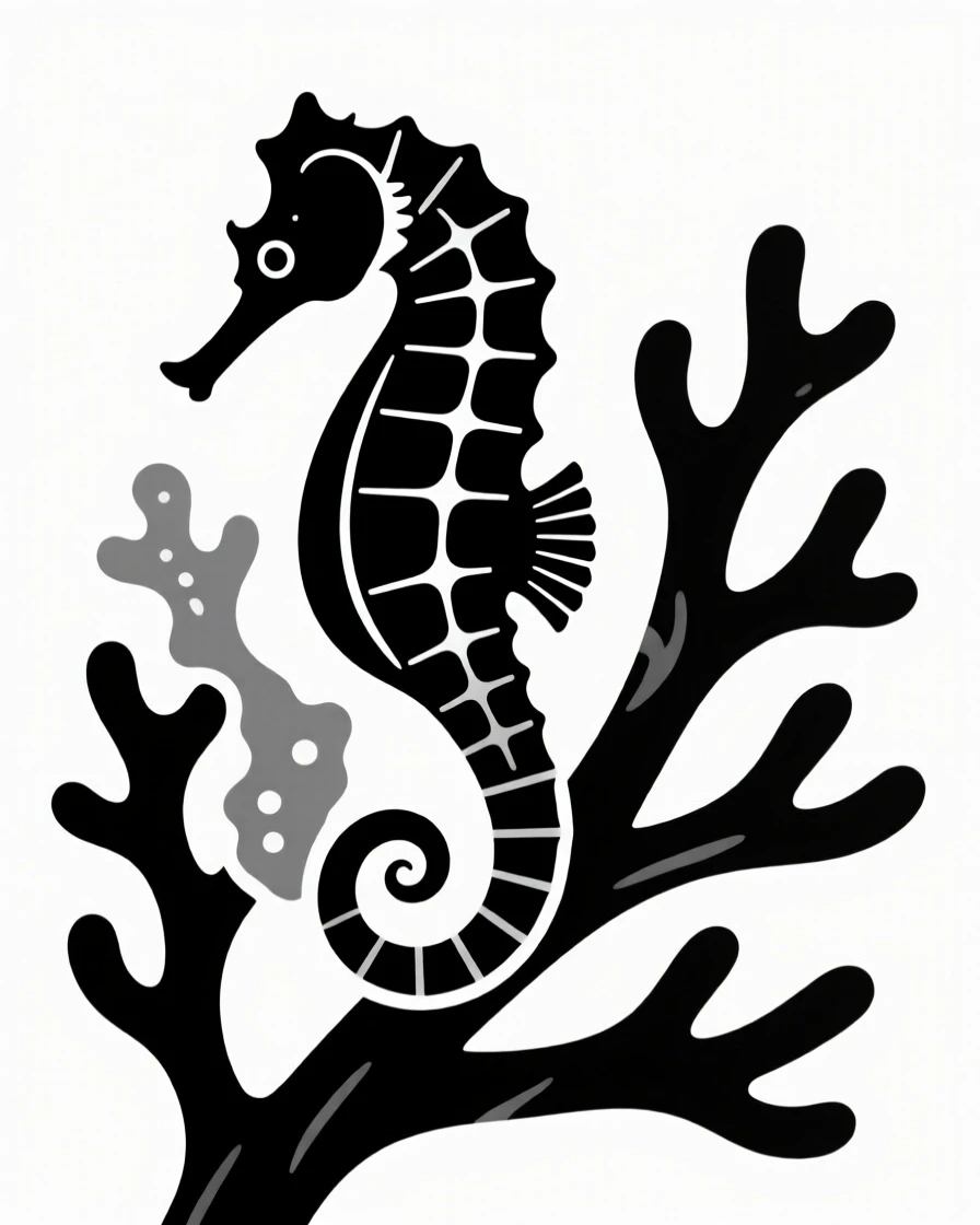 A seahorse clinging to a piece of coral.