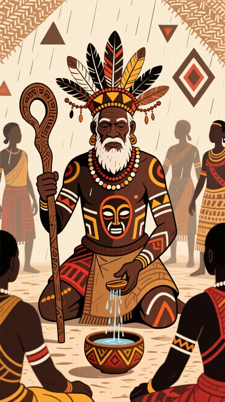 A rain-making ceremony led by a village elder.