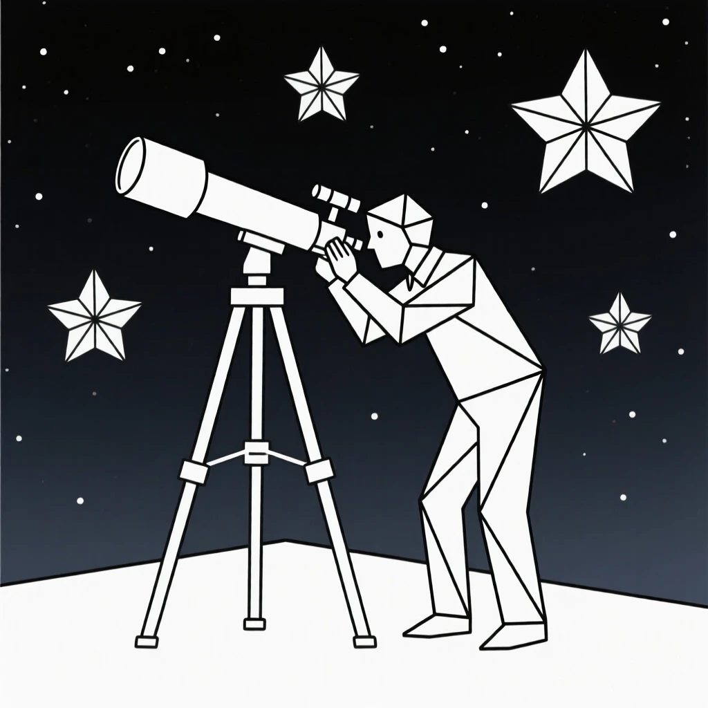 An astronomer observing the night sky through a telescope