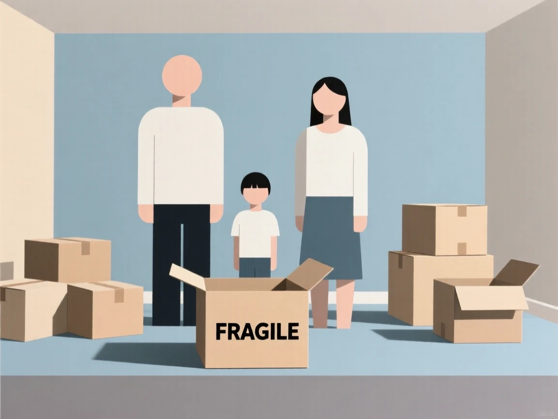 A family unpacking boxes in a new home