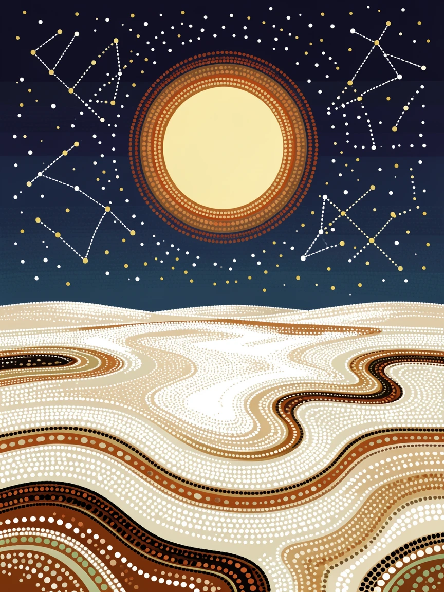 A moonlit salt desert beneath a starry night sky