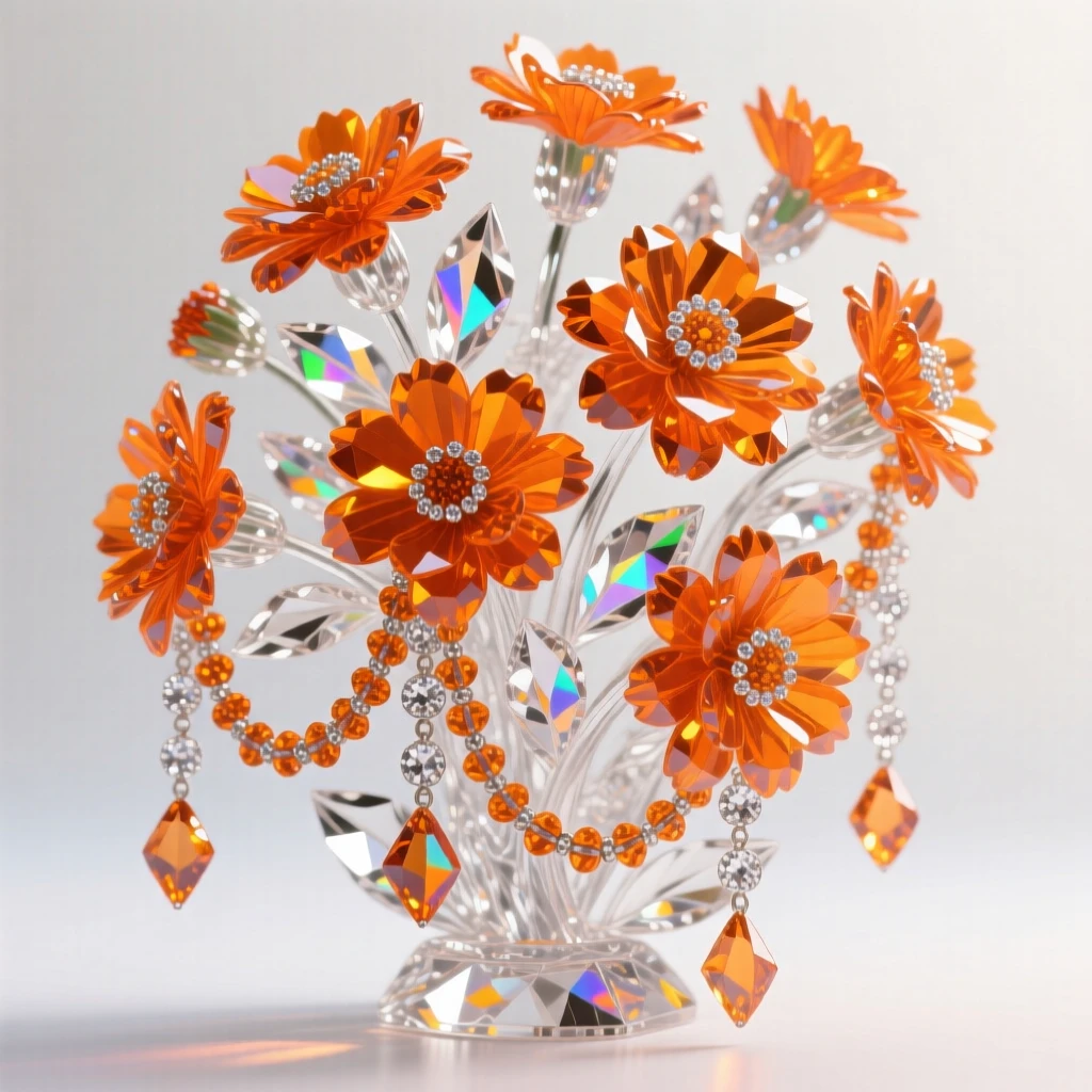 A cluster of vivid orange marigolds arranged in traditional festival garlands.