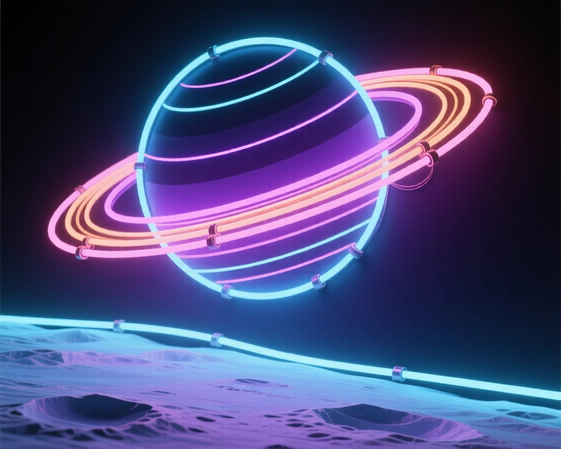 A ringed gas giant seen from one of its icy moons.