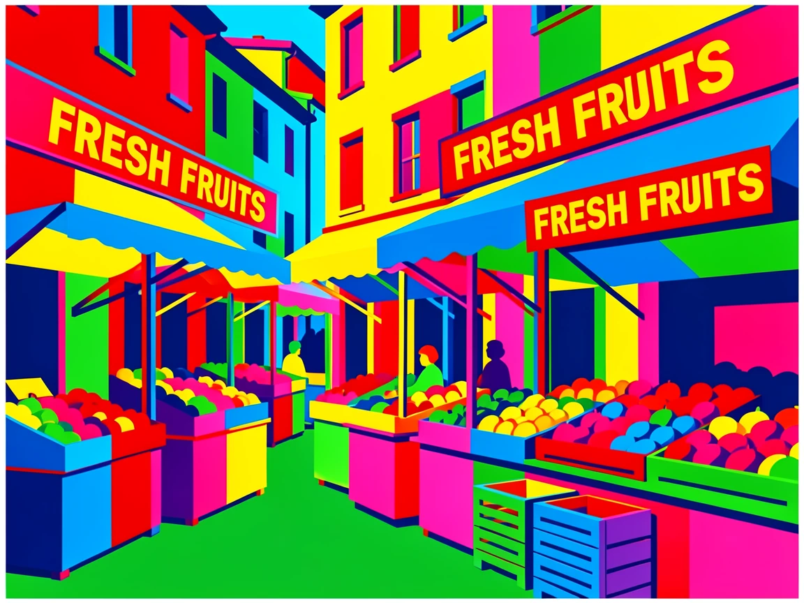 Colorful market stalls in a bustling old town